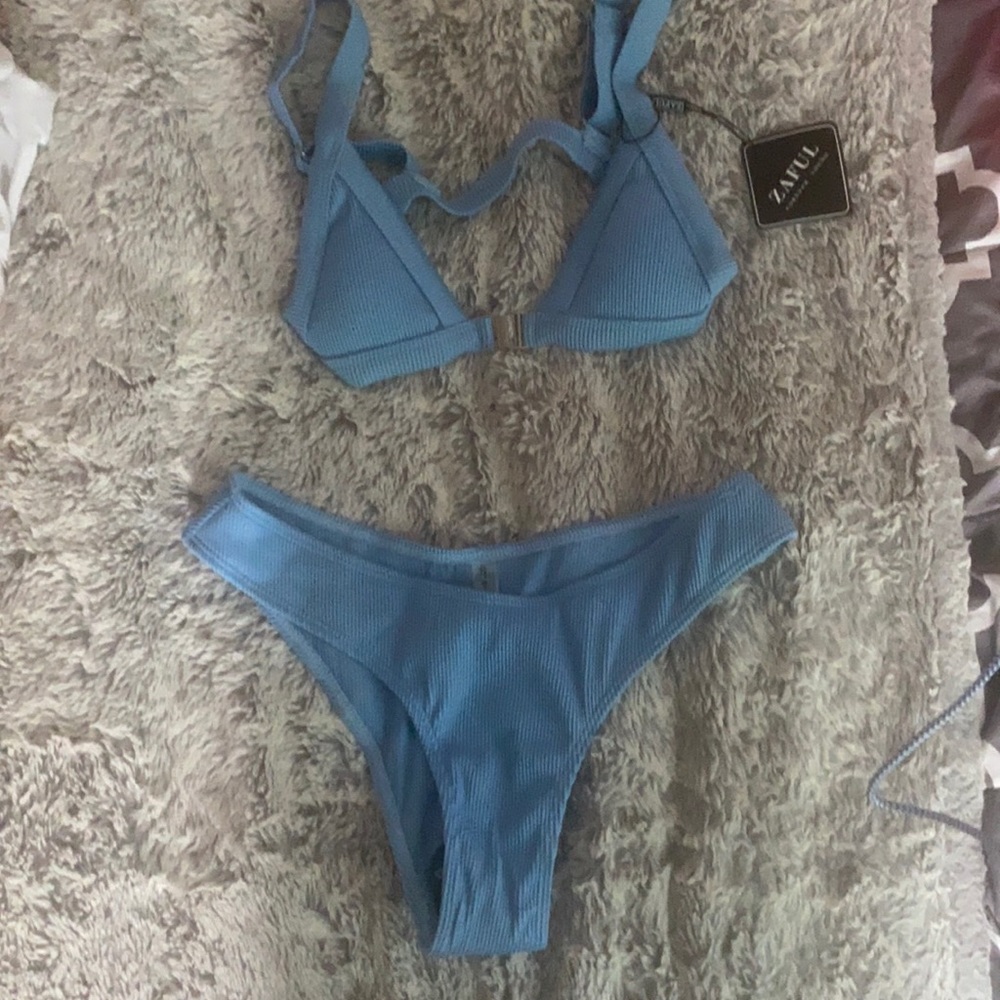 Zaful Blue Clasp Front Bikini